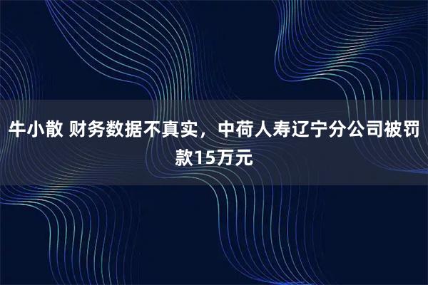 牛小散 财务数据不真实，中荷人寿辽宁分公司被罚款15万元